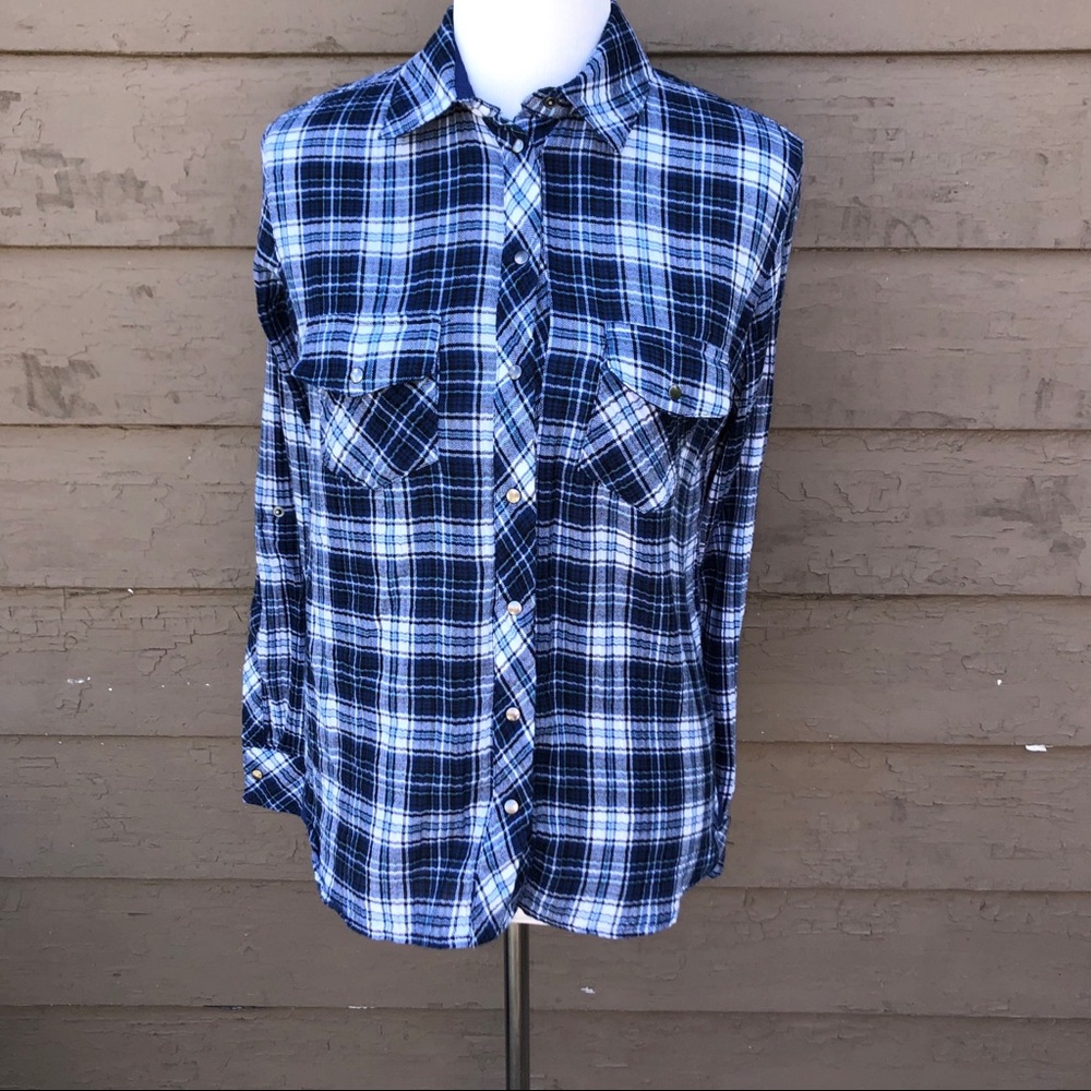 Kut from the Kloth plaid flannel snap shirt!